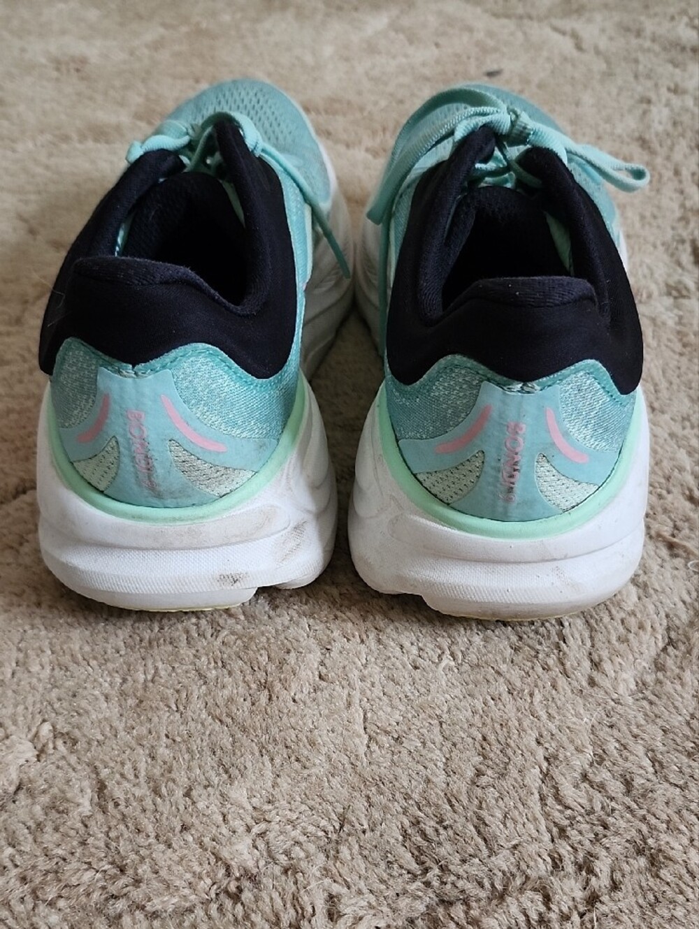 Hoka Women's Teal Athletic Running Shoes with Pink Logo - Picture 4 of 8